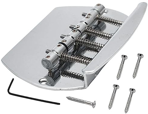 Metallener Saitenhalter für 4-saitige Gitarre, Silber, Ersatz | Einfach zu Montieren, Halbkreisförmige Bassbrücke, Leichte Metallausführung, für Gitarrenliebhaber und Bands