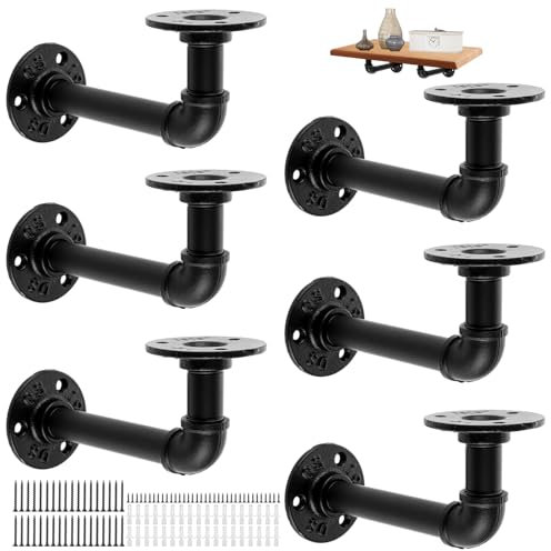 DAJAVE 6 supporti per scaffali, 17 cm, per scaffali, per scaffali, 150 kg, per tubi industriali