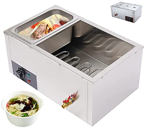 Scaldavivande Elettrico, scaldavivande Buffet, scaldavivande Elettrico Commerciale in Acciaio Inox Buffet, Tavolo da Cucina a Vapore con Controllo Temperatura e Coperchio Feste, intrattenimento e
