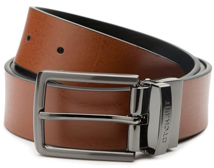 DTCH.FIT Wendegürtel aus Leder Connor Schwarz & Cognac - verstellbare Schnalle in Rotguss - 3,5cm breit