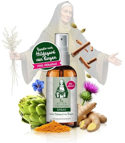 Aura vom Land Bio Premium Bitterstoffe Spray nach Hildegard von Bingen 100ml – Hochdosiertes Bitterspray Bittertropfen – 9 Natürliche Bitterkräuter Vegan – Bitter Komplex Made in Germany