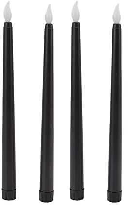 4 Stück flammenlose Stabkerzen, LED-Kerzen, batteriebetriebene Kerzen, Fensterkerzen, Lichter, warmes Licht, elektrische LED-Stabkerzen für Zuhause, Party, Dekoration (Schwarz)