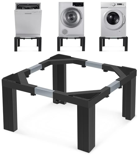 Nefish Steel Laundry Pedestal Height 12 Heavy Duty 1200 LBS Washing Machine Pedestals Stand Adjustable Refrigerator Base with 4 Strong Feet 21-29 Inch Universal Appliance Stand Multi-Functional Base for Dryer