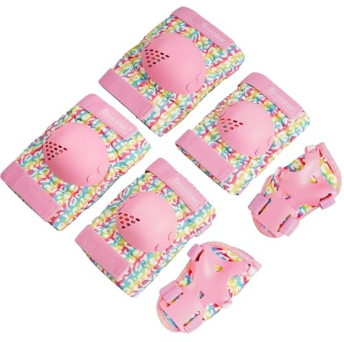 BOSONER Knieschoner Kinder Schoner Inliner Protektoren 6er Set Schützer Inliner Inline Skates Knie Und Ellenbogenschützer Schutzausrüstung Knieschützer Skateboard