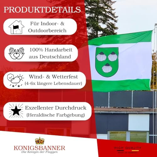 KÖNIGSBANNER Zertifizierte Flagge Fahne H-Elze 100 x 150cm - Hissflagge doppelt gesäumt mit Karabinerhaken aus deutscher Flaggen-Manufaktur