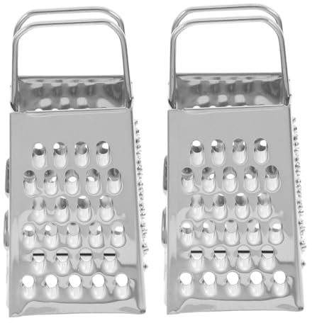Gatuida 2 Pezzi Mini Cheese Grater in Acciaio Inossidabile Small Box Grakers Lemon Zester Professional Box Grater Con 4 Lati Per Cucina A Verdura Vegetale Di Verdura in Argento