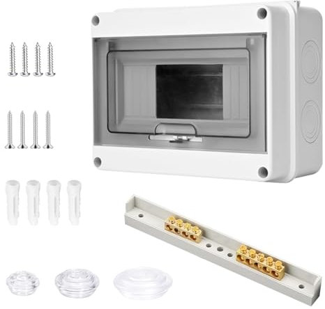 Waterproof Electrical Distribution Box, Dustproof Rainproof Junction Box, Ip65 8 Way Consumer Unit With Steel Mounting Rails Transparent Cover Screw Fasteners For Home Industrial