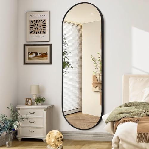 JJUUYOU Oval Full Length Mirror Long with Unique Metal Frame Mirror 120x60 cm Large Explosion-Proof Hanging Mirrors for Wall Living Room Decorative Vanity Mirrors for Bathroom Bedroom