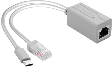 GINTOOYUN Grau DC5V USB-C POE Splitter 10/100Mbps Typ-C POE Splitter mit RJ45 Port und Typ-C Port Erfüllen IEEE 802.3AF/AT Standard (6,69 Zoll)