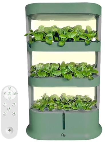 Sistema idroponico per giardinaggio indoor, torre di coltivazione verticale con 48 cialde con luce a LED, kit acquaponica per erbe, frutta e verdura