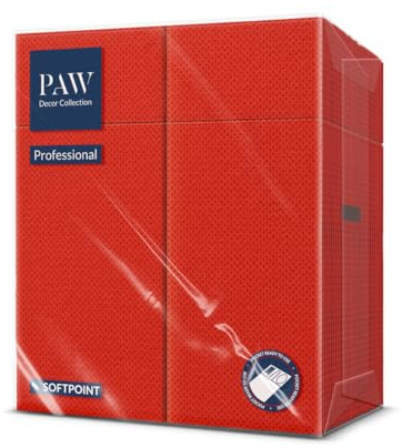 PAW Besteckservietten 1/8-Falz, 50 Stück Soft Point - Chilirot | Fertige Bestecktasche, Tisch in Sekunden eindecken, weich und lebensmittelecht, ideal für die Gastronomie