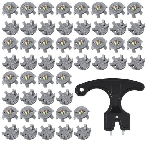51 Pcs Golf Spikes Set, 50 Golf Shoe Spikes, 1 Black Spanner, 6mm Dia Metal Thread Screw Golfs Cleats Replacement for Golfs Players Gift (Grey)