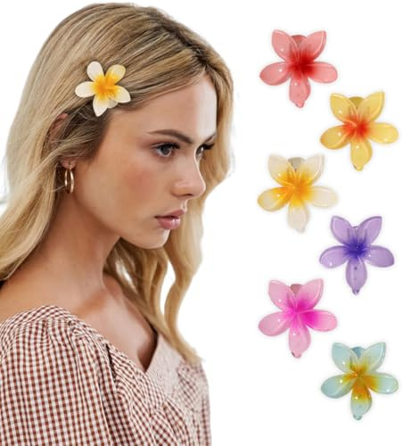 KEQAR 6 Piezas Pinzas de Pelo Flor Pequeñas, Pinzas para el Pelo con Diseño de Flores para Mujeres y Niñas, Adornos para el Cabello, Pinzas de Pelo para Cabello Grueso y Peinados (4 cm)