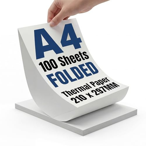 100 Sheets A4 Thermal Printer Paper, 8.27x11.69/210 x 297 mm/A4 Thermal Paper for No Ink Printer in Travel Home Offirce Work, for Printing Presentations Labels, Contract, Invoices, Picture, etc