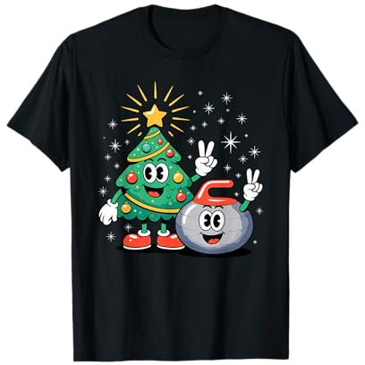 Navidad Árbol Piedra De Curling X-Mas Curler Camiseta