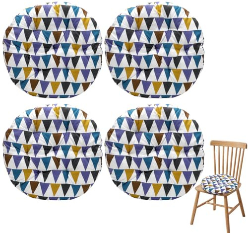 Tutamaz 4er Set Sitzkissen Rund, 40 cm Ø - Bequemes Stuhlkissen für Stuhl, Boden, Indoor & Outdoor - Sitzpolster für Esszimmer, Garten, Lounge (Abstrakt Geometrisch)