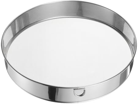 QUARKZMAN Cernidor De Harina De Acero Inoxidable 304 Tamiz Fino Plateado | Cernidor Redondo De 12 Pulgadas 40 Mallas, Para Hornear Pastel Pan