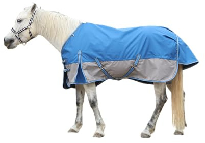 LEAFOREST 1200D strapazierfähige Pferddecke, Wind-& wasserdichte atmungsaktive Outdoordecke, Pflegeleichte Regendecke für Pferde,ohne Füllung blaugrau 135cm
