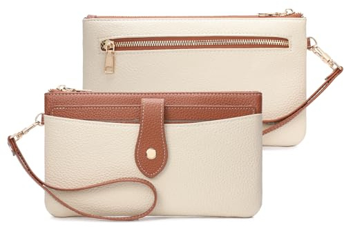 GAEKEAO Wristlet Clutch Bag for Women Leather Phone Purse Ladies Handbags with Wrist Strap Multifunction Card Holder