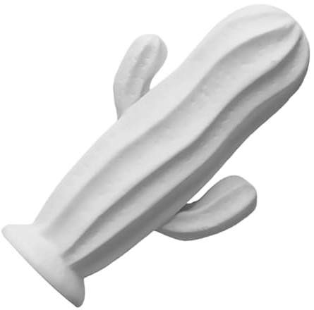 HOMSFOU Set di 3 Decorazioni Creative di Cactus in Ceramica Bianca Lucida, Statue Moderne per Casa e Ufficio, Ornamenti Artistici da Tavolo per Ambienti Interni
