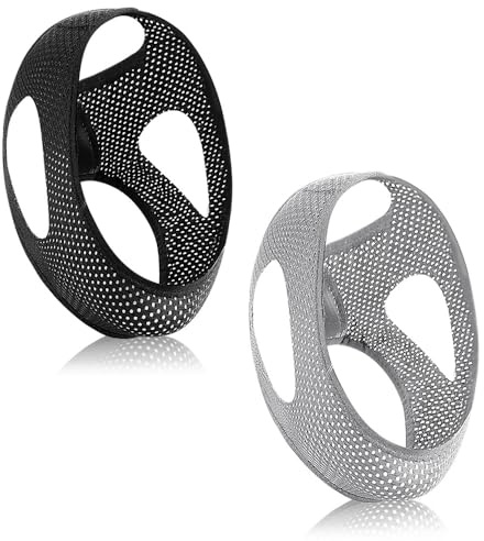 KBRPEY 2 Pack Kinnriemen Anti Schnarchen Set in Schwarz und Grau als Effektives Schnarch Stopper Gerät mit Profi Wirkung für Männer und Frauen