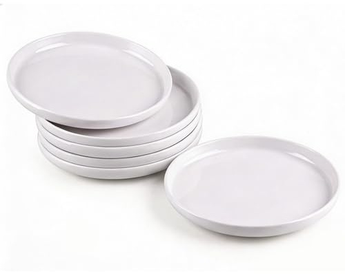 Doafoce Kleine Dessertteller 6er Set Melamin Teller Weiß 18cm Kuchenteller | Frühstücksteller mit Randerhöhung Speiseteller Kunststoff Essteller für Salat, Vorspeisen, Beilagen
