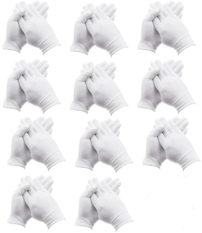 Guantes de algodón blancos suaves ligeros hidratantes para manos secas