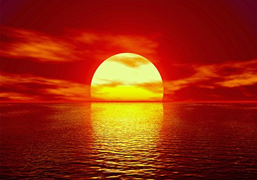 wandmotiv24 Fototapete Sonnenuntergang Meer 1, XXL 400 x 280 cm - 8 Teile, Wanddeko, Wandbild, Wandtapete, Strand, Sonne, Abendhimmel M0048