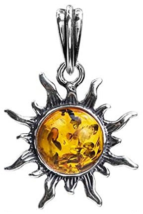 Ian and Valeri Co. Light Amber Sterling Silver Sun Pendant