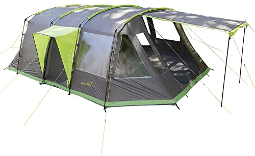 Skandika Tunnelzelt Nordland für 6 Personen | Zelt mit eingenähtem Zeltboden, wasserdicht, 5000 mm Wassersäule, 2 m Stehhöhe, dunkle Schlafkabine |Camping, Campingzelt, Familienzelt (anthrazit)