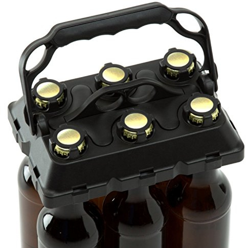 CLICK-IT BOB The Bottle Buddy Flaschenträger I Trage-Hilfe für bis zu 6 Bier-Flaschen I cooles & praktisches Gadget für Deine Party - für 0,33 l Glas-Flaschen I Bottle Carrier (schwarz/schwarz)