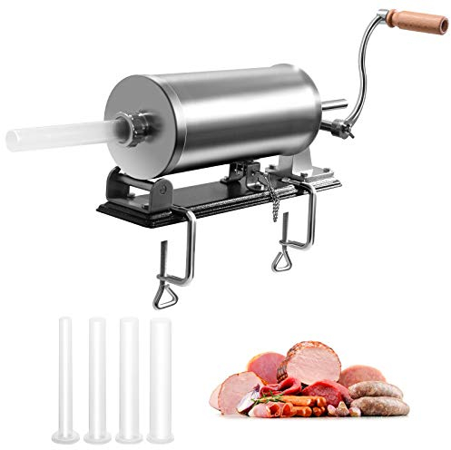GOPLUS 3,6L Insaccatrice Manuale Insaccatrice per Salsicce Macchina per Salsiccia in Acciaio Inossidabile Salsicce Siringa con 4 tubi di Riempimento