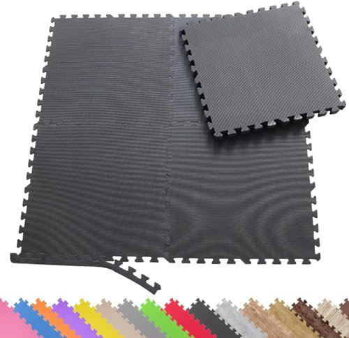 Sporttrend 24® 12 Schutzmatten + 24 Randstücke Set Farbwahl 60x60x1cm | 4,32qm | Bodenschutzmatte Sportmatte Gymnastikmatte Puzzlematte Fitnessmatte Unterlegmatte Bodenmatte Trainingsmatte Yogamatte
