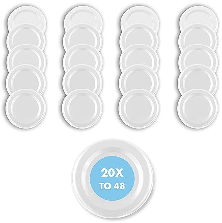 Flaschenbauer - 20 Stück Twist-Off Deckel TO 48 Weiß - Ersatzdeckel für Einmachgläser, Marmeladengläser & Vorratsgläser - Schraubdeckel zum Einkochen, Konservieren & Aufbewahren - Made in Germany