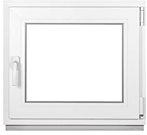 Comforta - Finestra in plastica di alta qualità, colore bianco, in vetro di isogo, larghezza: 650 x 550 mm, larghezza x altezza: 65 x 55 cm, con 3 vetri DIN a destra, funzione girevole