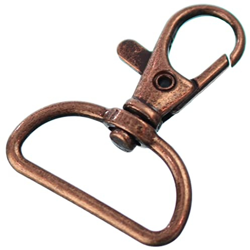 CleverDelights 25 Stück 2,5 cm breite drehbare Karabinerverschlüsse – Antikkupferfarben, 1 9/16 Zoll, Kupfer Metall, 1 9/16 inch, Kupfer-Metall