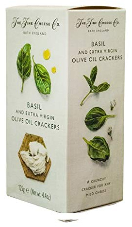 The Fine Cheesse Co - Crackers de aceite de oliva virgen extra y albahaca 125 g - Caja de: 12 unidades
