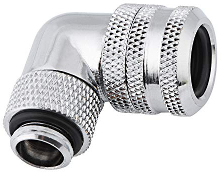 VBESTLIFE PC Wasserkühlung Two-Touch Fitting G1/4 Gewinde 90 Grad Winkelanschluss für 10mm Innendurchmesser und 14mm Außendurchmesser Hartrohr(Silber)