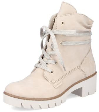 Rieker Mujer Botines X5717, señora Botines con Cordones,Bota con Cordones,Zapato de transición,Bota,Media Bota,Beige (Beige / 62),40 EU / 6.5 UK