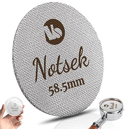 NOTSEK Puck Screen 58.5mm, Espresso Sieb für Siebträger, mit Acryl Aufbewahrungsbox, 1.7mm Dicke 150μm, Edelstahl 316, Wiederverwendbar Puckfilter, Kaffee Siebträger Unteres Duschsieb