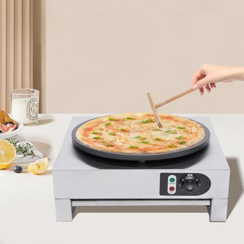 Máquina de crepes eléctrica WSIKGHU de 40 cm, 3000 W, antiadherente, regulable 50-300 °C