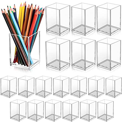 Crtiin Lot de 20 porte-crayons en acrylique transparent pour pinceaux de maquillage et stylos pour bureau, école, fournitures de maison
