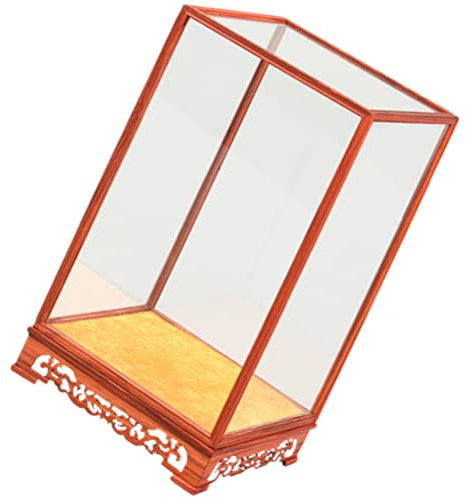Garneck Antike Modellaufbewahrungsbox Aus Glas Und Holz Mit Kunstvoll Geschnitztem Sockel Und Staubschutzdeckel Tischvitrine Für Bastelmodelle Und Figurenaufbewahrungsbox