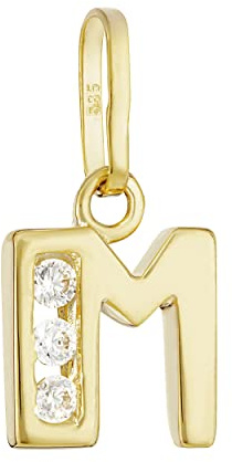 NKlaus Kettenanhänger Buchstabe, 585 Gelbgold, Zirkonia, 10x6mm, 1 Stück | Ca. 0,7g
