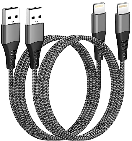 AINPOW Cavo iPhone 1M 2 Pezzi [Certificato MFi], Cavo USB Lightning Nylon Cavetto iPhone per iPhone 14 13 12 11 Pro Max XS 8 7 6 iPad