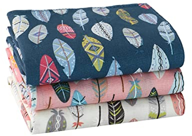 HOULIFE Federmuster Taschentücher aus Reiner 60S Baumwolle Damen Bunter Druck Stofftaschentücher für Mädchen Kinder Studenten Alltagsgebrauch, 34x34cm, 3 Stücke