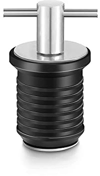 Gaderth Abflussstopfen, 1,9 cm, 2,5 cm oder 3,8 cm (1 1/4 Zoll), T-förmiger Ablaufstopfen, Drehdrehverschluss, Bootsabflussstopfen, Messing-Schnappgriff mit Gummi-Boots-Ablassstopfen, Edelstahl, 19 mm
