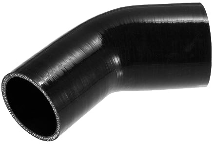 QUARKZMAN Codo De Silicona 45 Grados Reductor Negro 1Pc Para Coche | Longitud Pierna 102Mm, Grosor Pared 5Mm, Temperatura -60°C A +260°C, Presión 0.3-0.9Mpa