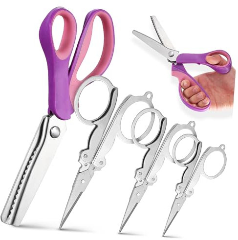 DIYEAH 4 Stück Schere chee vricut Schneiden schneidmaschine handystativ zwiebelschneider hasrschneide maschiene gesc -Zick-Zack-Werkzeug Edelstahl Spitze dekorativer Rand Abs