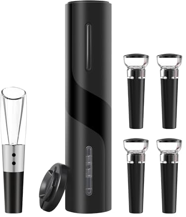 ELMWAY VinoLux Series 7-in-1 Rechargeable Wine Opener Set by ELMWAY – Electric Corkscrew with Advanced Wine Aerator Pourer, 4 Vacuum Stoppers & Foil Cutter, Gift Set for Wine Lovers